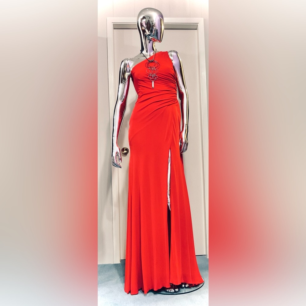Alexander McQueen Red Asymmetrical Gown